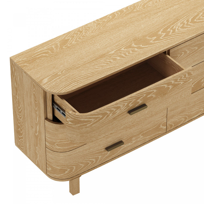 Commode contemporaine Solara 68\" en bois massif chene naturel (6 tiroirs)