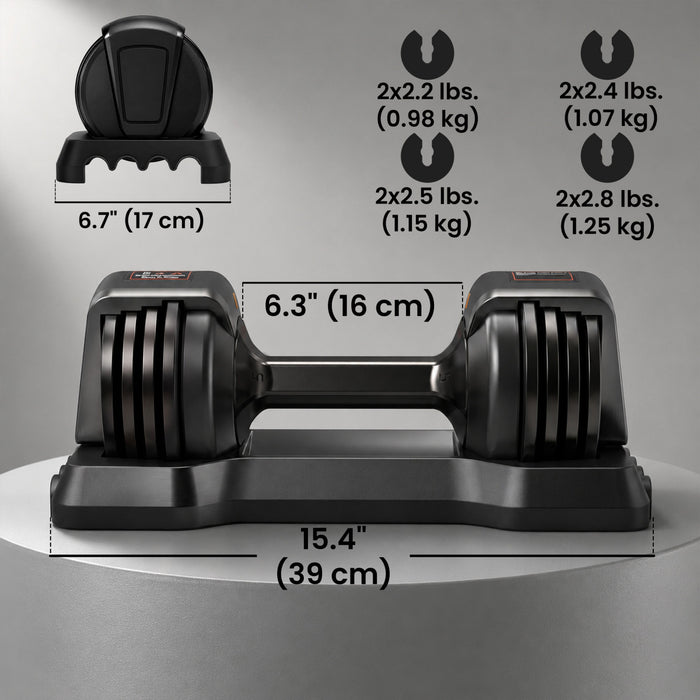 Soozier Lot de 2 halteres reglables 5-en-1, 2,3 a 11,3 kg