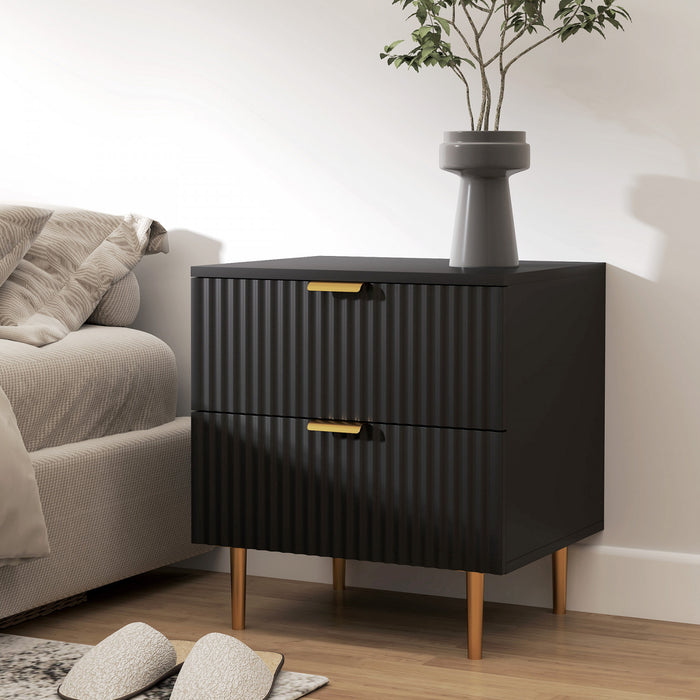 HOMCOM Table de chevet, table d'appoint avec 2 tiroirs, noir