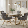 Timothy Velvet Swivel Dining Chairs with Tufted Upholstered and Metal Legs Set of 4, Grey  | Chaises de salle a manger pivotantes Timothy en velours avec revetement capitonne et pieds en metal, lot de 4, gris