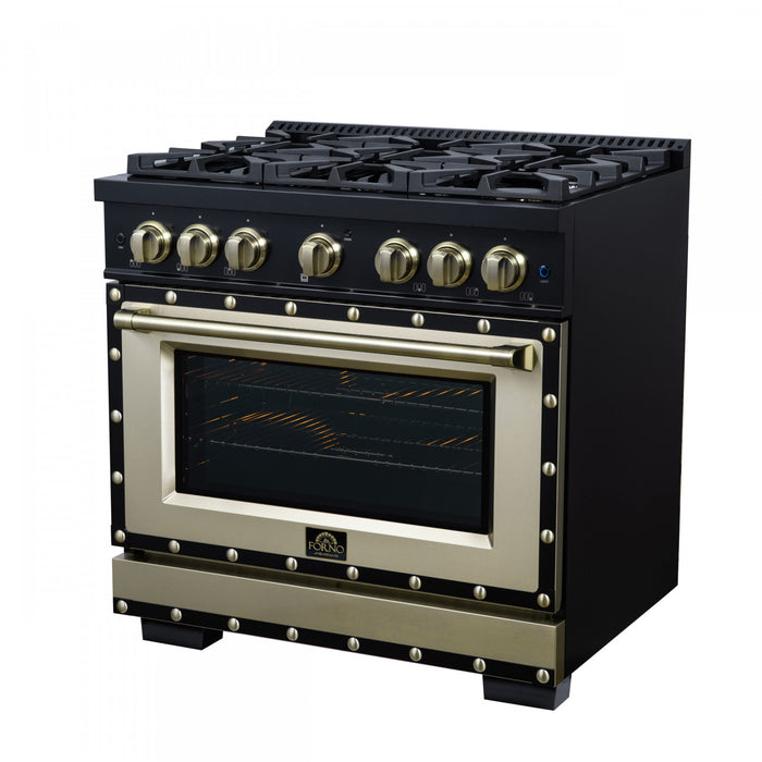 Cuisiniere a gaz Ambassador de 36 po, noire, 6 bruleurs scelles, four de 5,2 pi³ – FFSGS6299-36CPBLK