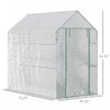 Outsunny 73" X 47" X 75" Walk-in Greenhouse Outdoor Portable Plant Flower Growth Warm House Garden Tunnel Shed With Roll-up Door And 4 Shelves, White