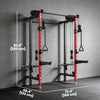Soozier Foldable Power Cage, Space-Saving Power Rack with Pull-Up Bar, Red