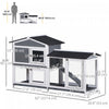 Pawhut 2-tier Wood Rabbit Hutch Backyard Bunny Cage Small Animal House W/ Ramp And Outdoor Run, Grey|Pawhut Clapier A Lapin A 2 Etages En Bois Pour Petits Animaux Avec Rampe, Plateau Sans Fuite, Toit R