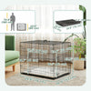 Pawhut Dog Crate, 30" Folding Metal Dog Kennel With 2 Doors, Removable Tray, Soft Cushion, Handle, Pet Cage For Small Dogs, Black