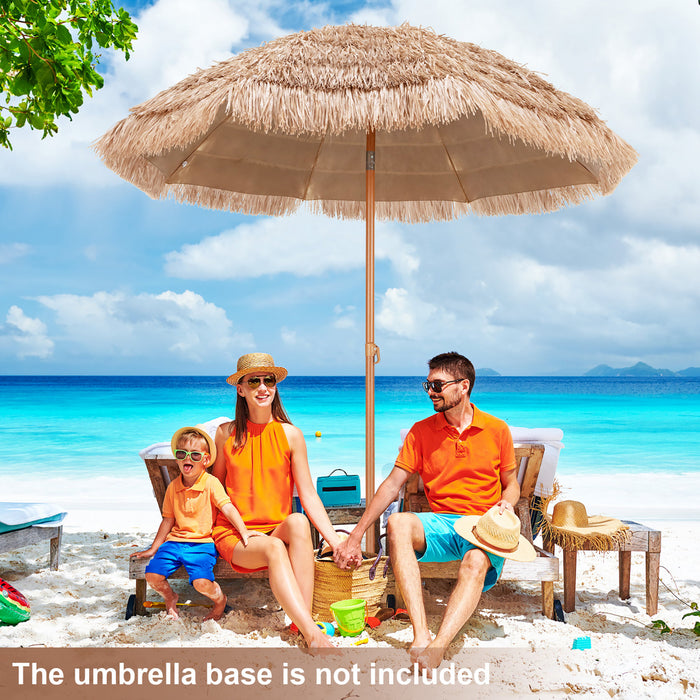 Costway Parasol tiki en chaume 7,2FT avec inclinaison 8 baleines Plage hawaienne Hula