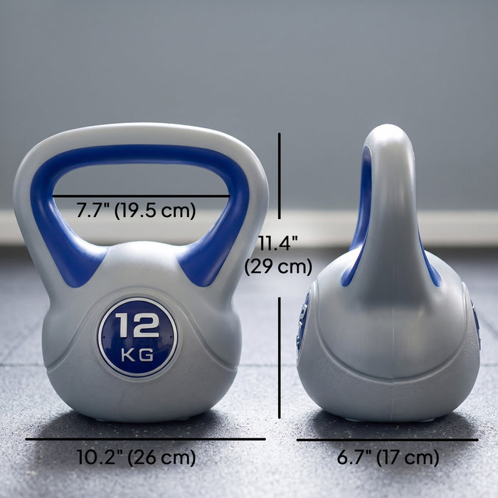 Soozier Kettlebell souple 12 kg rempli de sable, bleu fonce