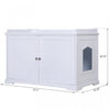 Pawhut 2-in-1 Covered Cat Litter Box Washroom Storage Hideaway Cabinet Bench Home Decor, White|Pawhut Boite A Litiere Pour Chat Couverte 2 En 1 Toilettes Rangement Hideaway Armoire Banc Decor A L