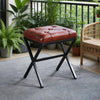 Liam Accent Stool with Tufted Cushion and Metal Legs,Brown Accent Chair | Tabouret d’appoint Liam avec coussin capitonne et pieds en metal, couleur marron