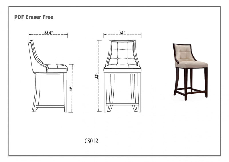Tabouret de comptoir traditionnel en bois Fifth Avenue avec assise rembourree, blanc perle - Lot de 3