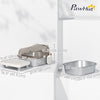 PawHut Stainless Steel Cat Litter Box with Lid, Metal Kitty Litter Pan Tray with Step, High Sided Enclosure, Scoop, Non-Sticky & Anti-Urine Leakage, Easy Cleaning