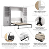 Bestar Key West Full Murphy Bed & Closet Organizers with Doors & Drawers (113 W) - Pure White Oak|Lit double escamotable Key West de Bestar de 113 po (L) avec organisateurs de garde-robe, portes et tiroirs - blanc chêne solide