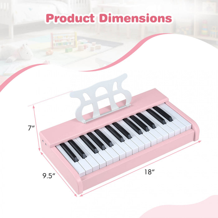 Costway Clavier de Piano pour Enfants 30 Touches avec Pupitre Amovible et Fonction Demarrage a Une Touche - Rose