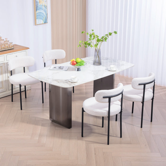 Lot de 4 chaises de salle a manger avec pieds en acier Creme