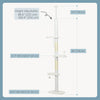 Pawhut Floor To Ceiling Cat Tree With Scratching Posts, 88.5"-100.5" Adjustable Height Cat Tower With Cloud Shaped Platforms, Dangling Balls, White