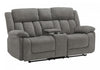 MONARCH SPECIALTIES 2-SEATER POWER RECLINING UPHOLSTERED LOVE SEAT, 76" WIDE, LIGHT GREY FABRIC, TRANSITIONAL RECLINER | MONARCH SPECIALTIES CAUSEUSE REMBOURRE 2 PLACES INCLINABLE ELECTRIQUE, 76"L, TISSU GRIS CLAIR, TRANSITIONNEL
