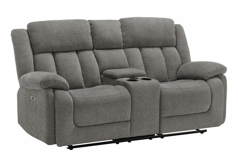 MONARCH SPECIALTIES CAUSEUSE REMBOURRE 2 PLACES INCLINABLE ELECTRIQUE, 76\"L, TISSU GRIS CLAIR, TRANSITIONNEL