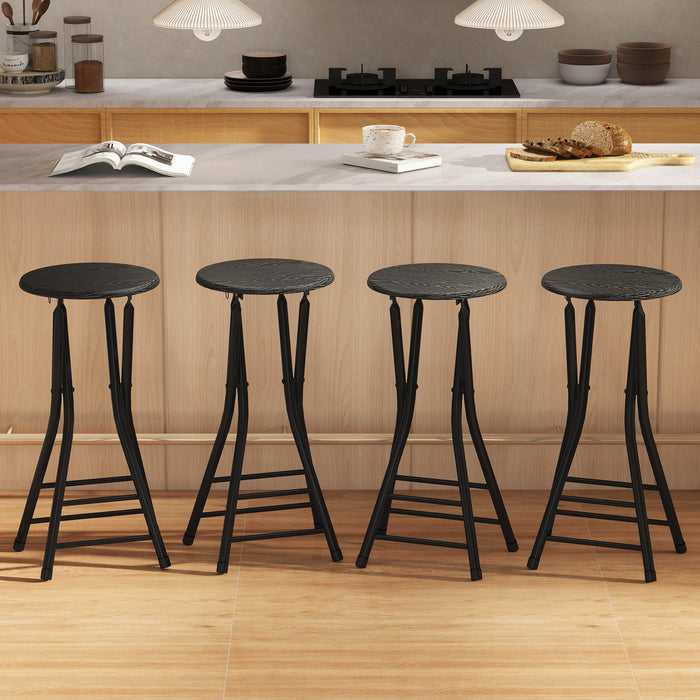 HOMCOM ensemble de 4 tabourets de bar 61 cm, chaises pliantes avec repose-pieds, noir