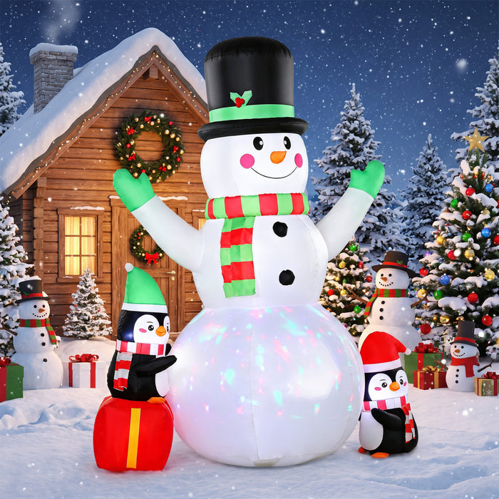 Outsunny bonhomme de neige gonflable de Noel 2,43 m, decoration exterieure avec LED