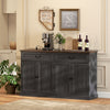HOMCOM Buffet Cabinet with Charging Station, 55" Farmhouse Sideboard, Black