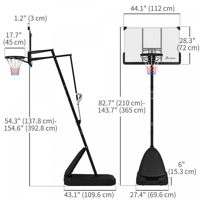 Soozier Cerceau De Basket-ball, Panier De Basket-ball Reglable De 5 A 10 Pi