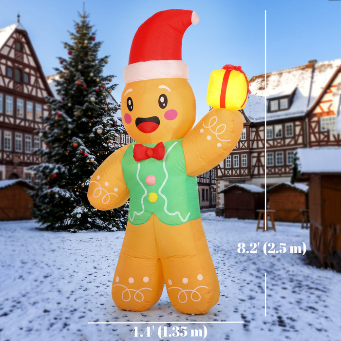 Outsunny bonhomme en pain d’epices gonflable de Noel 2,50 m, marron clair