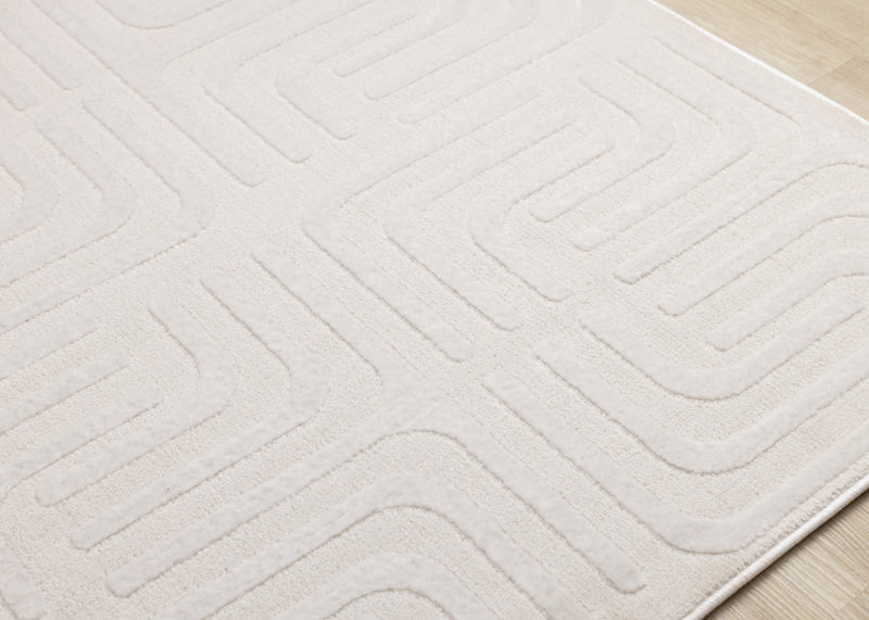 Tapis a motifs de treillis orientaux creme beige Leonardo, 5'3\" x 7'7\"