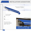 8'x7' Manual Retractable Sun Shade Patio Awning Canopy Shelter, Blue|Outsunny Abri Retractable Manuel Pour Parasol De Patio, Bleu