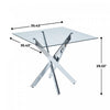 Olivia Square Glass Dining Table with Multi-Use Function,Chrome | Table a manger carree en verre Olivia avec fonction polyvalente, finition chrome
