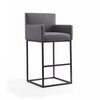 Ambassador Mid-Century Modern Metal Upholstered Barstool in Gray - Set of 2 Bar Stool | Tabouret de bar rembourre en metal gris style mid-century modern Ambassador - Lot de 2