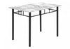 Dining Table 5-Piece Set Small Rectangular Kitchen White Marble-Look Laminate Black Metal Contemporary Modern|Ensemble de salle à manger 5 pièces de style moderne contemporain pour la cuisine avec petite table