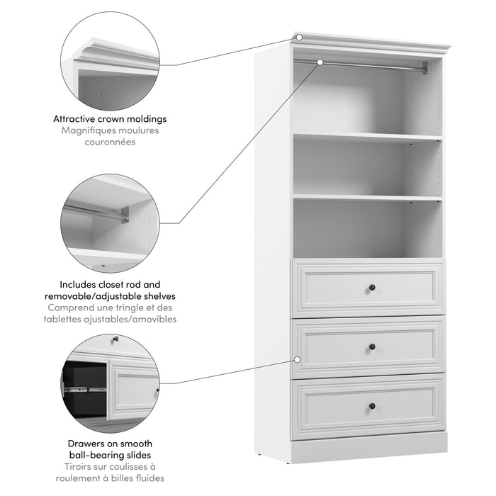 Organisateur de garde-robe Versatile de Bestar de 36 po (L) avec tiroirs - blanc