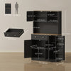 HOMCOM 68" Pantry Cabinet, Kitchen Cupboard with Charging Station, Black