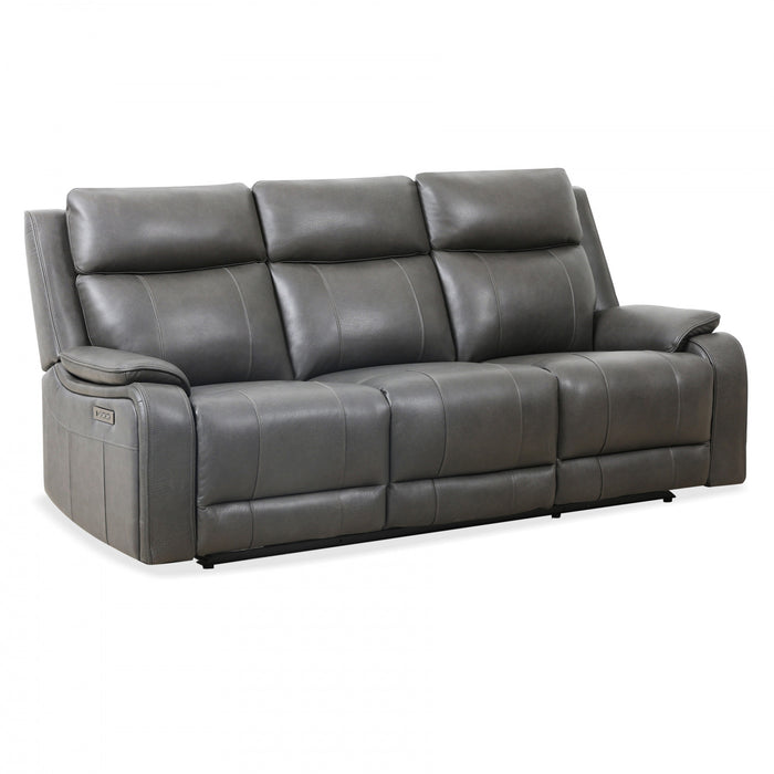 Sofa inclinable electrique Marlow de 84 po en cuir assorti avec USB/USB-C - Charbon