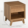 HOMCOM Bedside Table Storage Organizer Side Table with Drawer and Shelf