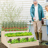 Costway 3-tier Wooden Raised Garden Bed With Open-ended Base Growing Planter For Backyard