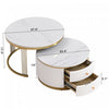 Thomas 27.6" Modern Round Coffee Table With 2 Storage Drawers - White | Table Basse Ronde Moderne Thomas De 27,6" Avec 2 Tiroirs De Rangement - Blanche