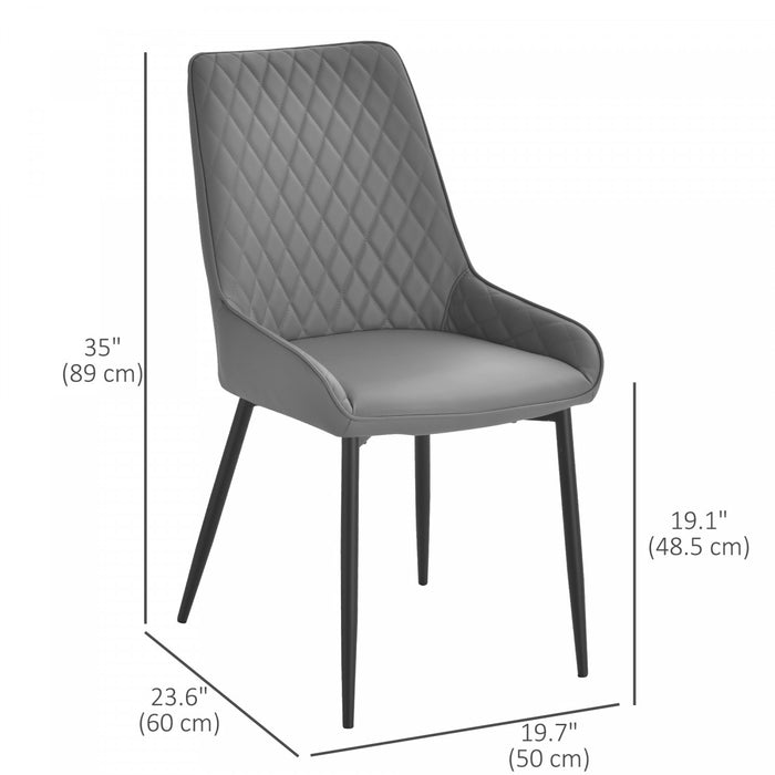 HOMCOM 2 Chaises Salle a Manger Cuir PU Pieds Acier