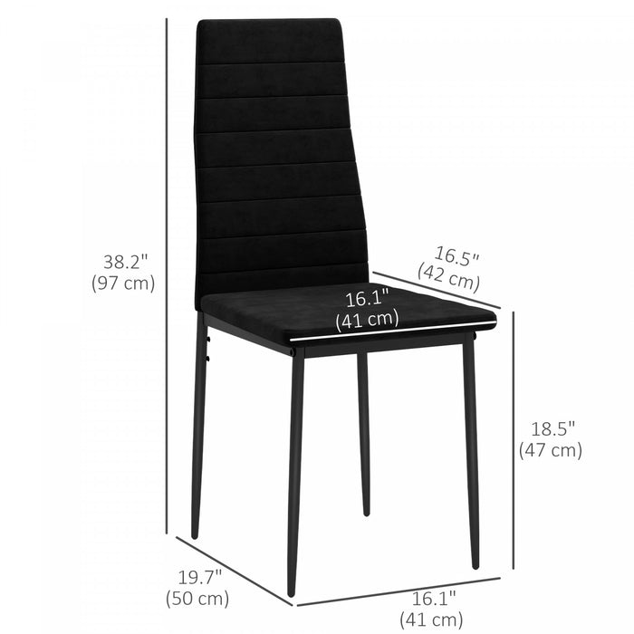 HOMCOM Lot de 4 chaises de salle a manger, chaises d'appoint, noir