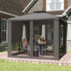 9.6'x9.6' Outdoor Patio Gazebo Pavilion Canopy Tent with Netting, Dark Grey