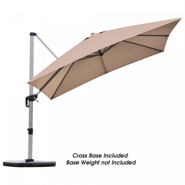 Costway Parasol deporte carre de 10 pieds pour patio, inclinaison a 360 degres, aluminium, beige