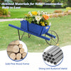 Costway Wooden Wagon Planter Decorative Indoor/outdoor Rustic Flower Cart With Wheel Blue