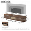 Lucas TV Stand Media Console with Rattan Drawer and Sliding Doors,Dark Oak | Lucas meuble TV – meuble multimedia avec tiroir en rotin et portes coulissantes, finition chene fonce