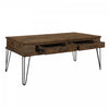 Hughey Rectangular Coffee Table With 2 Drawers, Rustic Oak | Table Basse Rectangulaire Hughey Avec 2 Tiroirs, Chêne Rustique