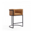 Cosmopolitan Mid-Century Modern Metal Upholstered Counter Stool in Camel - Set of 2 Bar Stool | Tabouret de comptoir moderne du milieu du siecle en metal et tissu, coloris camel, lot de 2