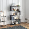 HOMCOM 5-Tiers Bookcase Z-Shape Storage Bookshelf Display with Metal Frame
