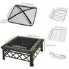 Outsunny 30" Outdoor Steel Square Firepit Square Stove With Spark Screen Cover, Log Grate, Poker, Gr|Outsunny Poele Carre Exterieur En Acier De 30 Po Avec Pare-etincelles, Grille A Buches, Tisonnier, F