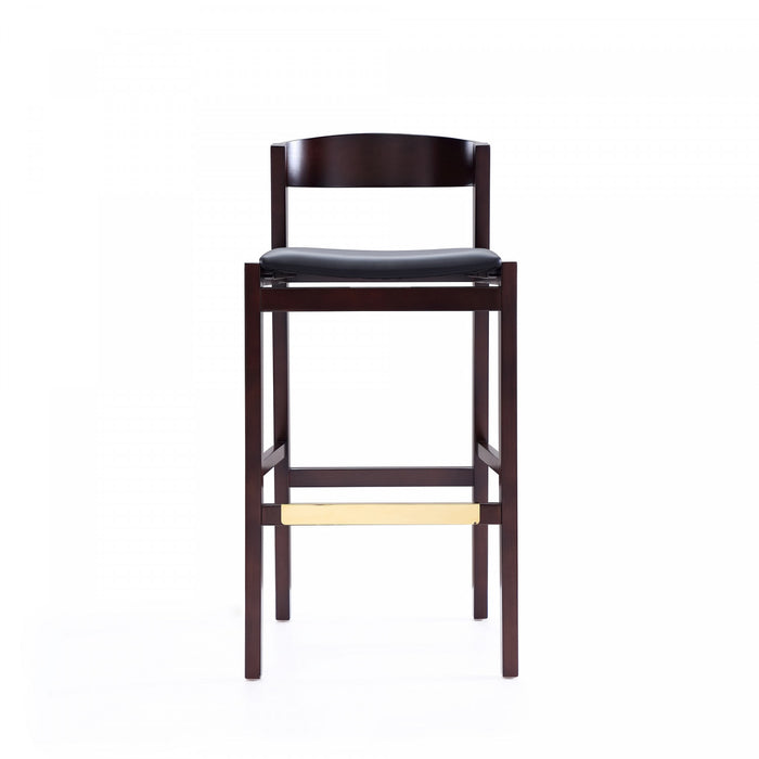 Tabouret de bar en bois rembourre style Klismos mi-siecle moderne noir - Lot de 2