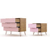 Rockefeller Mid-Century Modern 2-Piece Dresser Set in Pink | Ensemble de commodes 2 pieces Rockefeller style milieu du siecle en rose