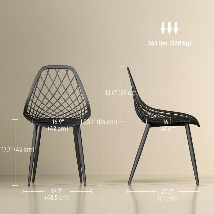 HOMCOM Lot de 4 Chaises de Cuisine en Plastique, Noir